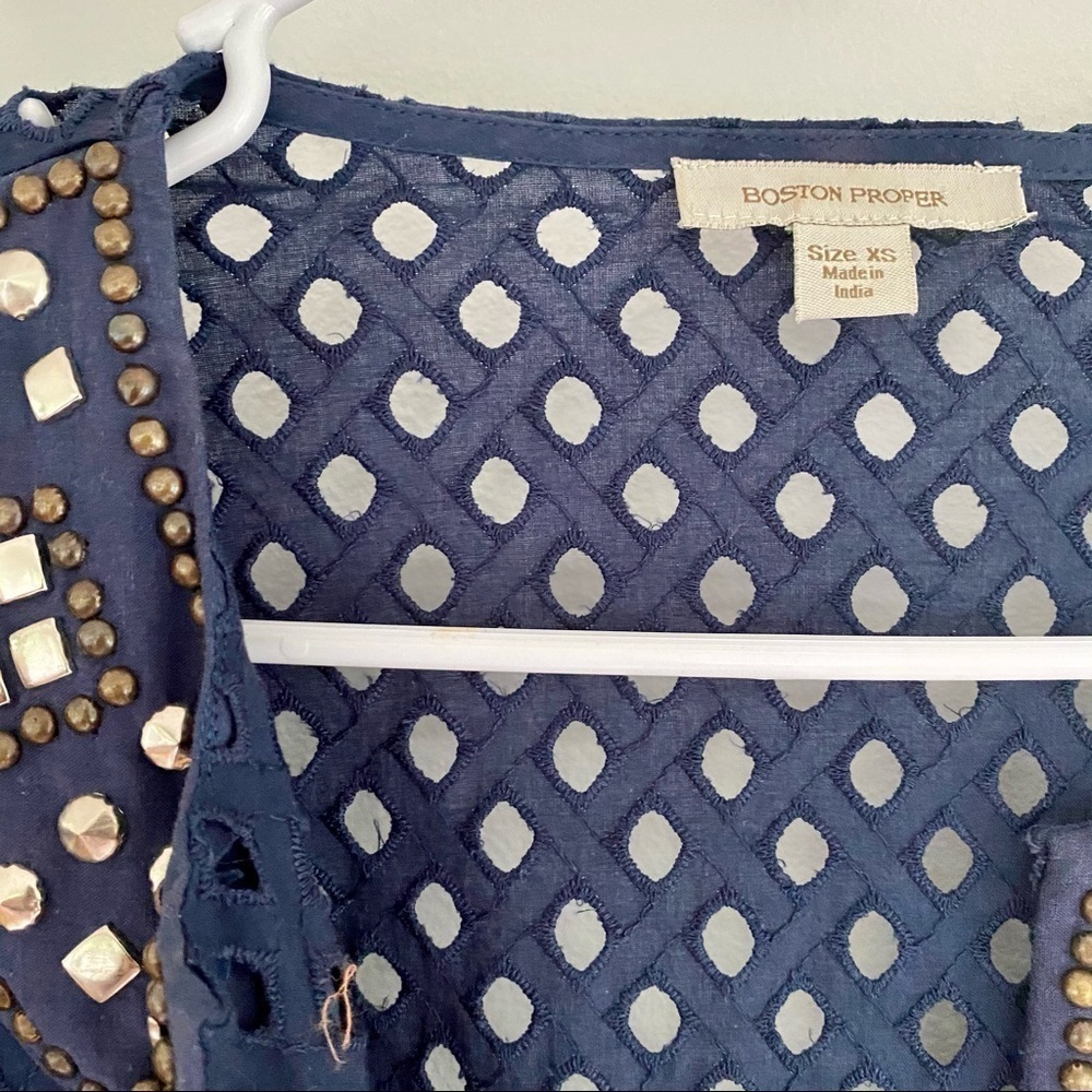 Boston Proper Navy Blue Broderie Anglaise Tunic - Picture 3 of 5